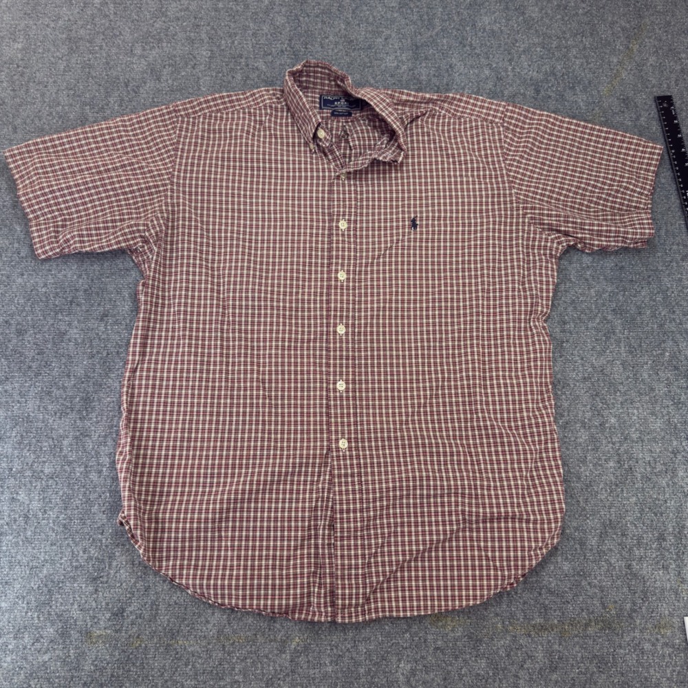 Ralph Lauren Sport Plaid Short Sleeve Button Down Shirt Red Size L